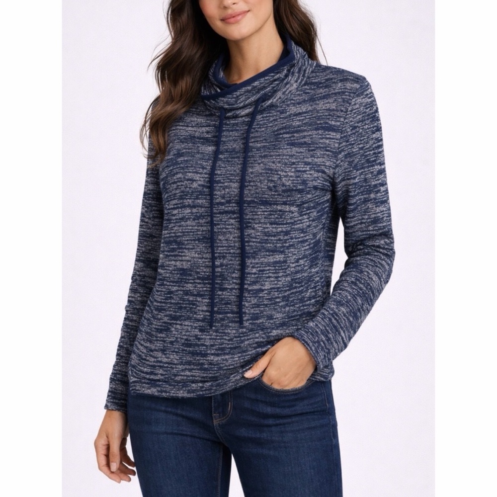I.JOAH • Navy Blue Marled Long Sleeve Sweater Top, S